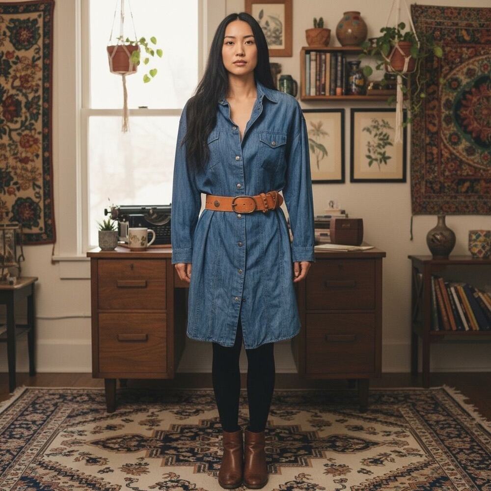Vintage Liz Claiborne Denim Shirt Dress